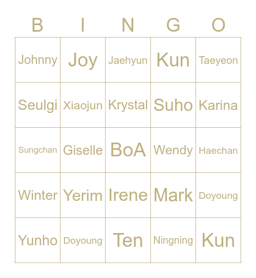 𖤐 krys’ board 𖤐 Bingo Card