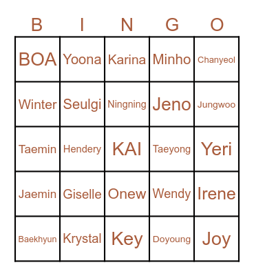 Jongin's Bingo Card
