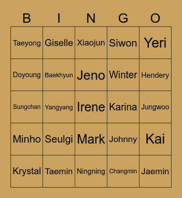 Doyoung's Bingo Card. 😎 Bingo Card