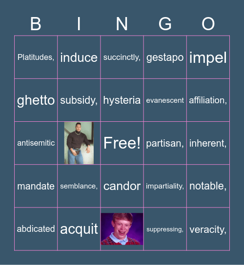 Vocab Bingo Card