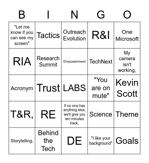 Outreach Bingo V2 Bingo Card