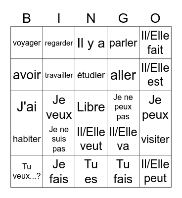 FRENCH SUPER 7 Bingo Card