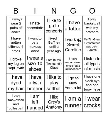 Fun Fact Bingo 3rd Block Bingo Card