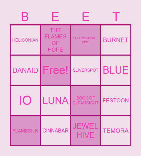 SILKWING(WOF) BINGO Card