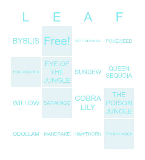 LEAFWING(WOF) BINGO Card