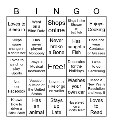 Fun Friday Bingo Card