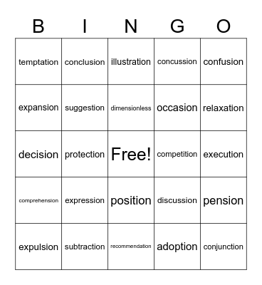 Step 7.4 Bingo Card