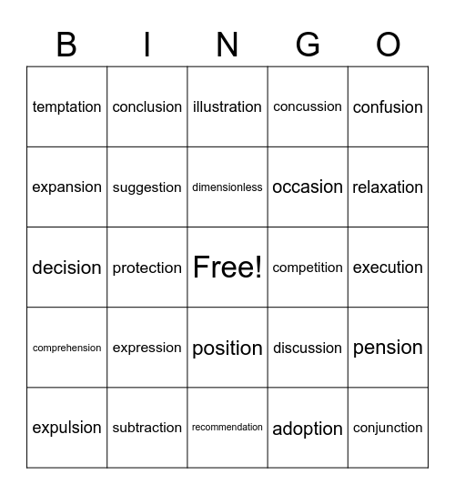 Step 7.4 Bingo Card