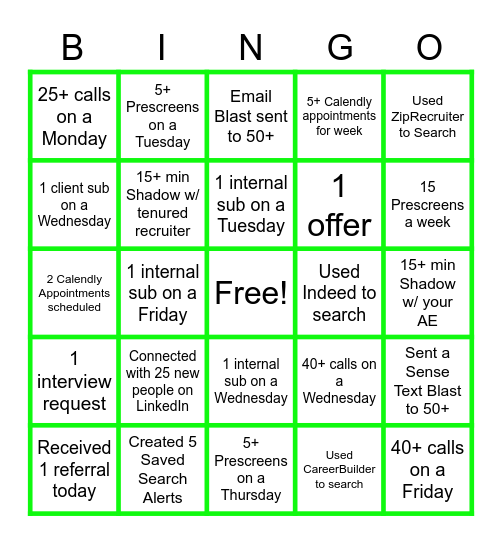 Newbie Bingo Contest* Bingo Card