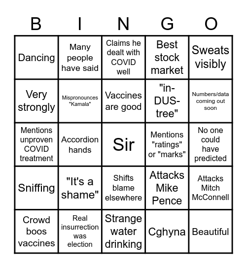 Trump Rally Bingo Card