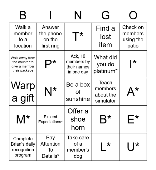 BE PLATINUM BINGO Card