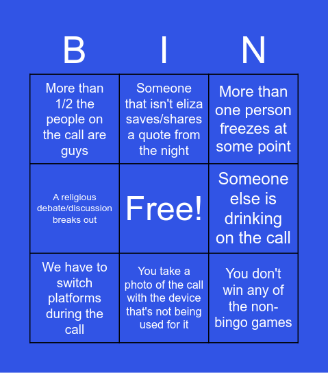 January 2022 Bingo Card