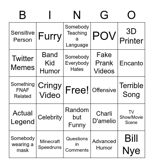 TikTok FYP Bingo Card