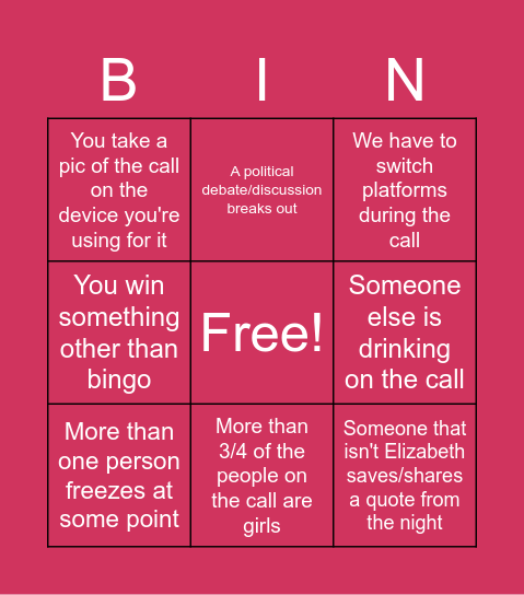 January 2022 Bingo Card