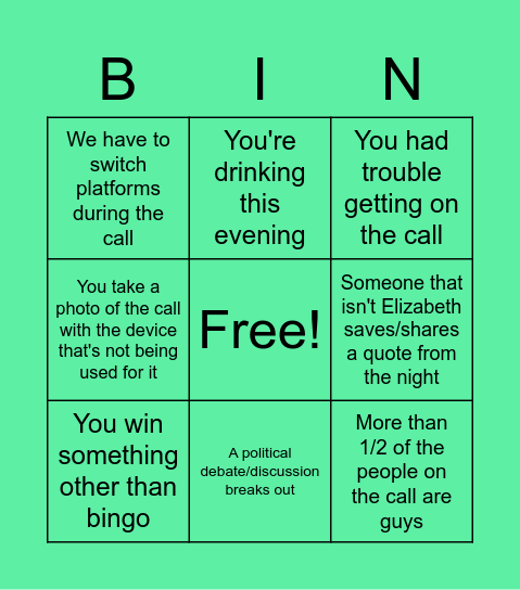 January 2022 Bingo Card