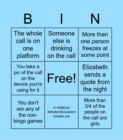 January 2022 Bingo Card