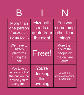 January 2022 Bingo Card