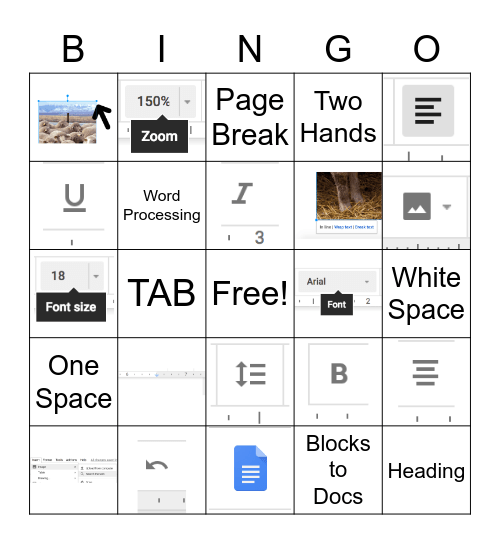 Word Processing Bingo Card