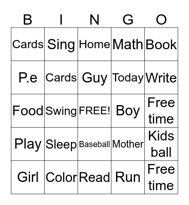 School  Bingo Card