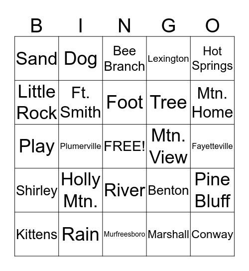 Places in Arkansas Bingo Card