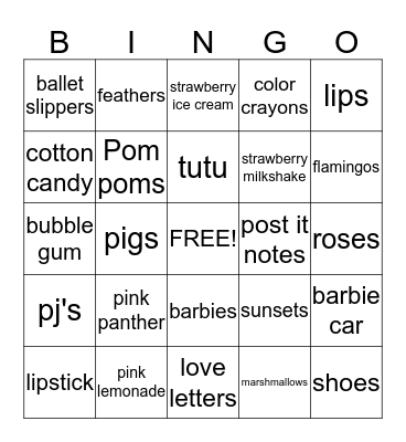 Practically All Pink Bingo Card