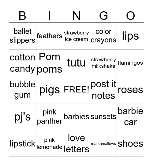 Practically All Pink Bingo Card