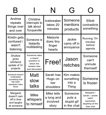 RD Meeting Bingo Card