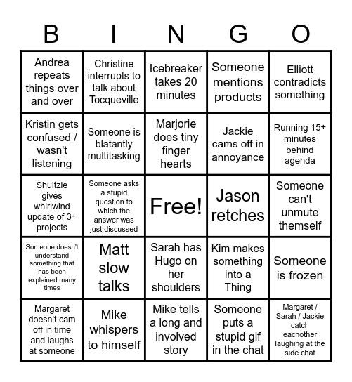 RD Meeting Bingo Card
