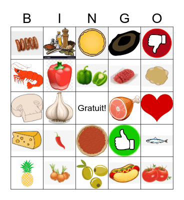 La pizza Bingo Card