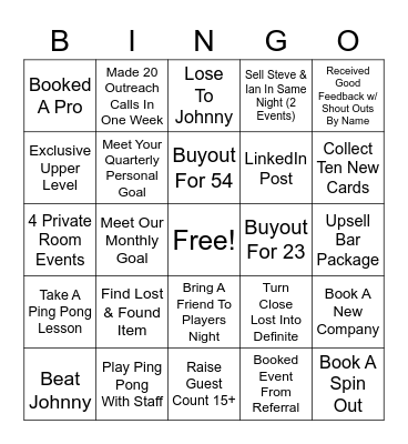 SALES BINGO Card