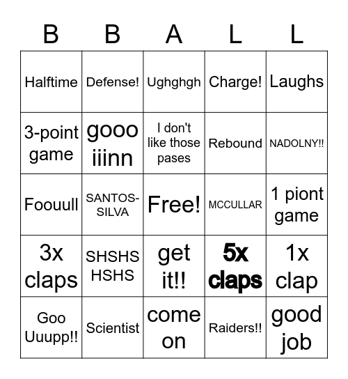 Mom's Favorite Phrases Bingo Card