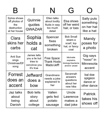 Xmas-Evepiphany BINGO Card