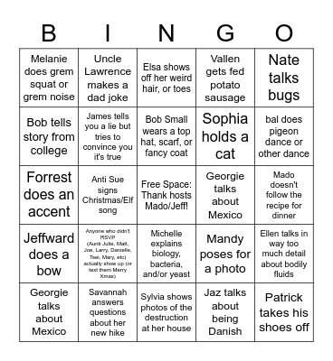XmasEvepiphany Bingo Card