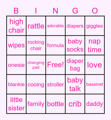 Baby Bingo Card