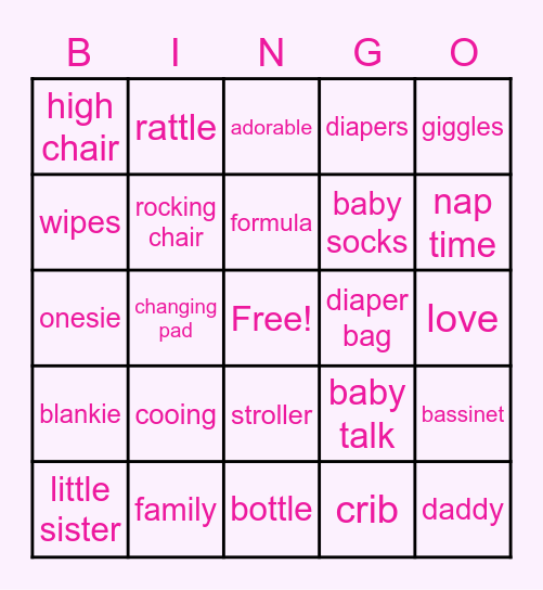 Baby Bingo Card