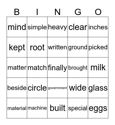 SLCPS Sight Words 3.3 Bingo Card