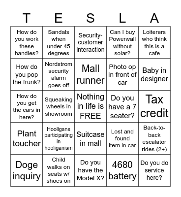Bellevue Bingo Round 2 Bingo Card