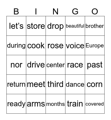 SLCPS Sight Words 3.4 Bingo Card