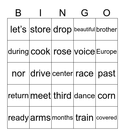 SLCPS Sight Words 3.4 Bingo Card