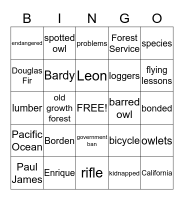 There's an Owl in the Shower Bingo Card