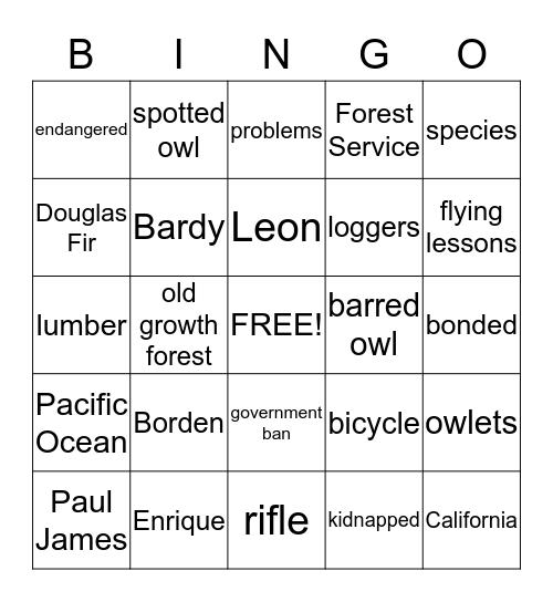 There's an Owl in the Shower Bingo Card