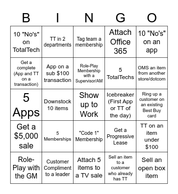 Membership Bingo Card