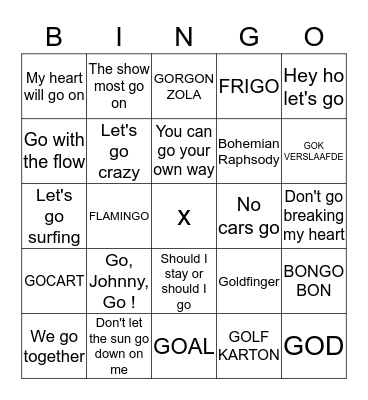 BINGO-GO-GO ! Bingo Card