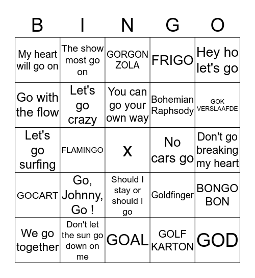 BINGO-GO-GO ! Bingo Card