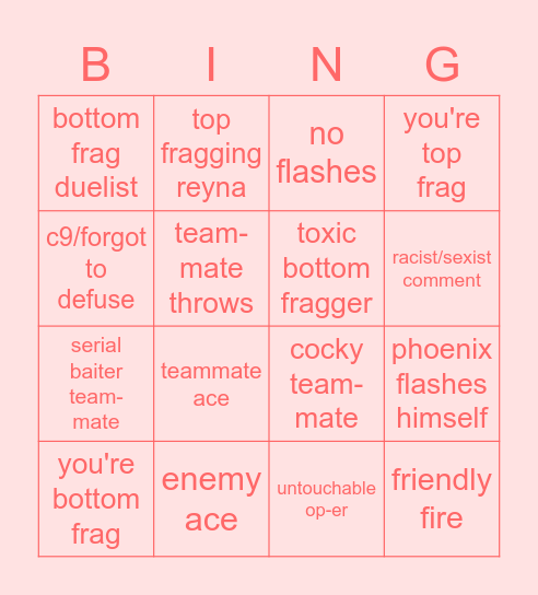 V A L O R A N T B I N G Bingo Card