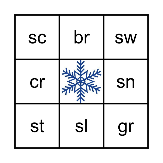 Consonant Blends  Week 2 Bingo Card