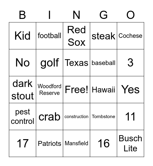 Jay's 45th Birthday BINGO Card