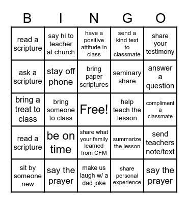 SUNDAY SCHOOL BING Bingo Card