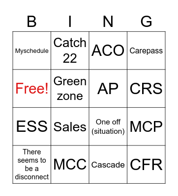 KISER BINGO Card