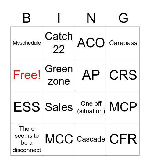 KISER BINGO Card
